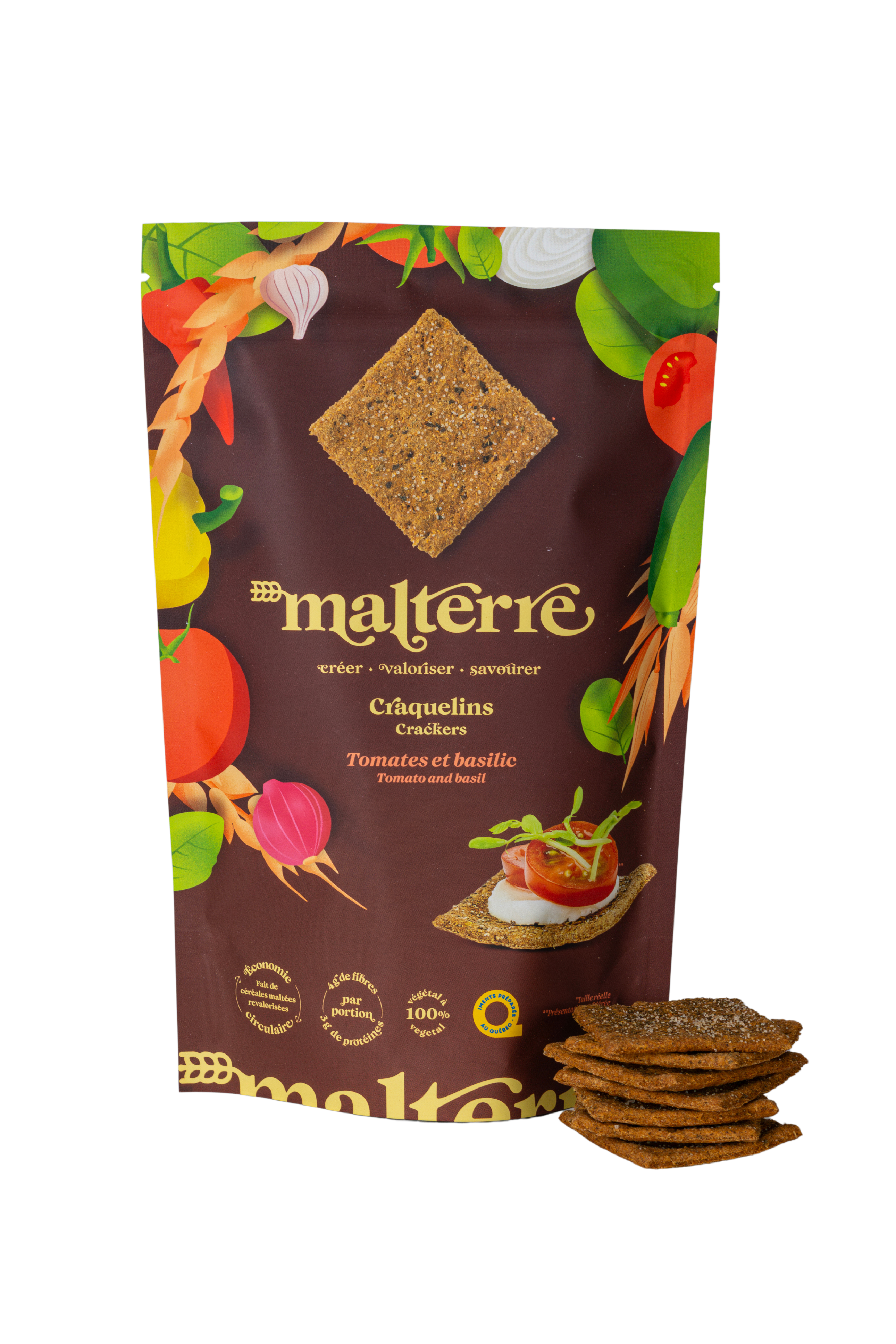 Craquelins tomates et basilic