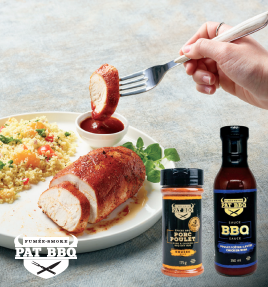 Suprême de poulet laqué à la sauce PAT BBQ – Poulet & Côtes levées