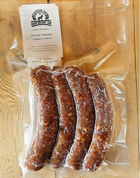 Saucisse d’agneau – Tomates et basilic