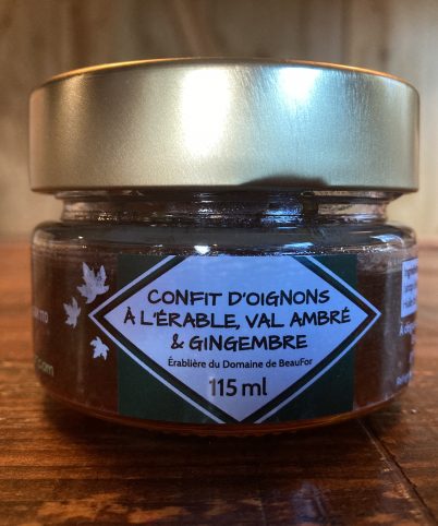 Confit d’oignons à l’érable, Val Ambré et gingembre